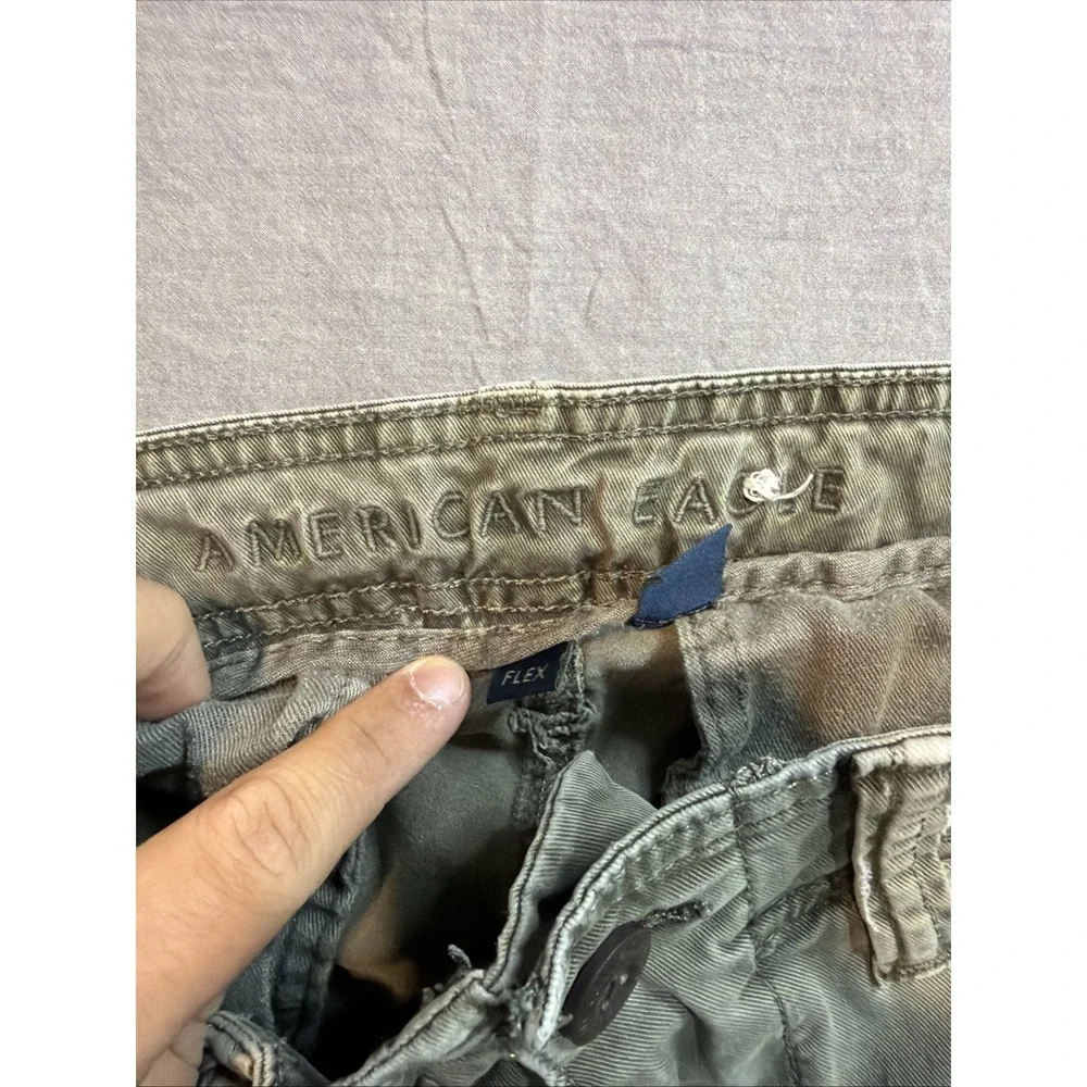 American Eagle Pants Mens 28x30 Slim Lived In Cargo Green Chino Flex Twill